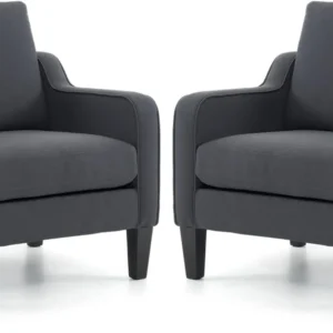 Chairs Set of 2 Living Room,for Bedroom Scooped Arm Chairs Mid Century Modern Linen Chairs Upholstered Comfy Chair