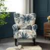 Modern Accent Chair,High Back Armchair,Upholstered Fabric Button Single Sofa with Wooden Legs for Living Room,Bedroom