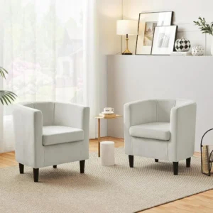 Velvet Accent Chair, Modern and Comfortable Armchairs, Upholstered Barrel Sofa Chair for Living Room Bedroom Waiting R